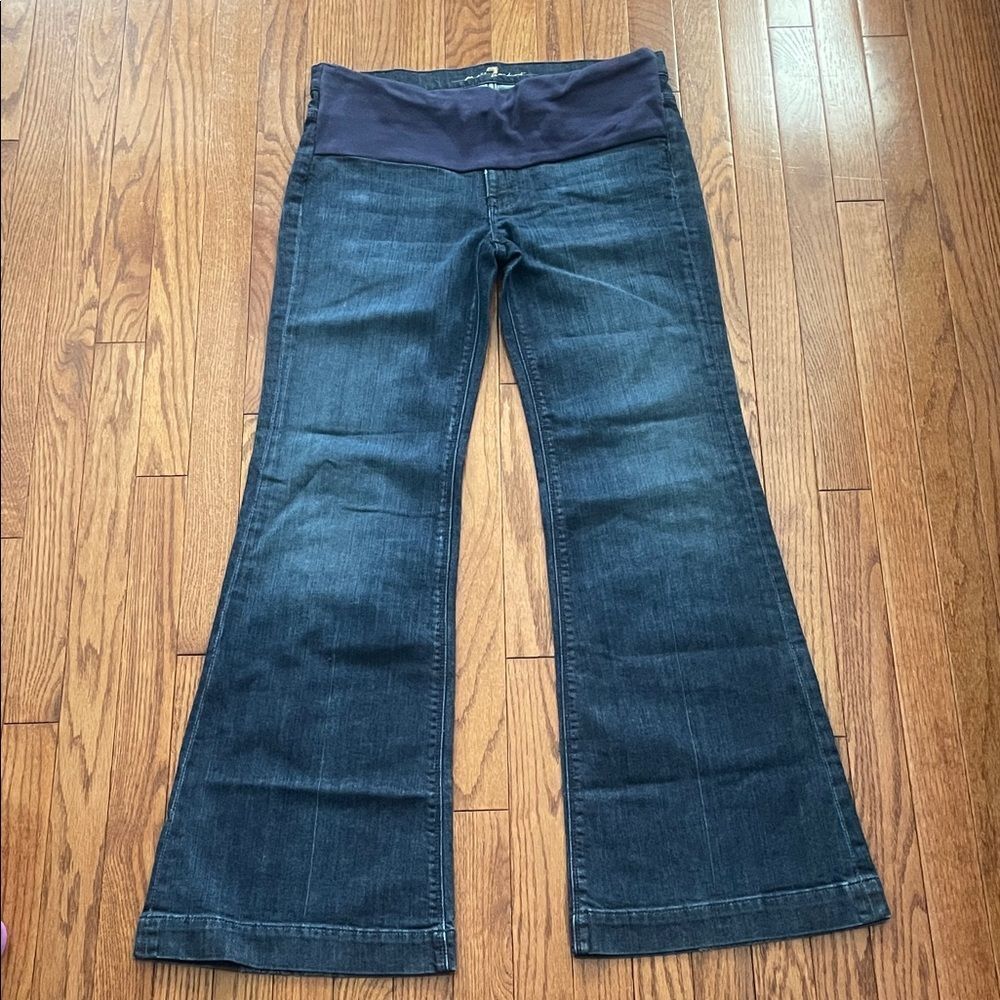 7 For All Mankind Dark Wash Flare Jeans Maternity Sz 32